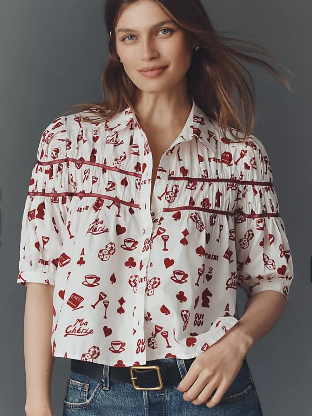 Maeve Anthropologie Leandra Shirred Yoke Blouse, size XS, NWT